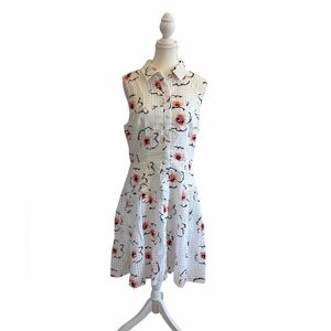 Betsey Johnson Sz 10 Fit And Flare Collared Lined Button Up Dress